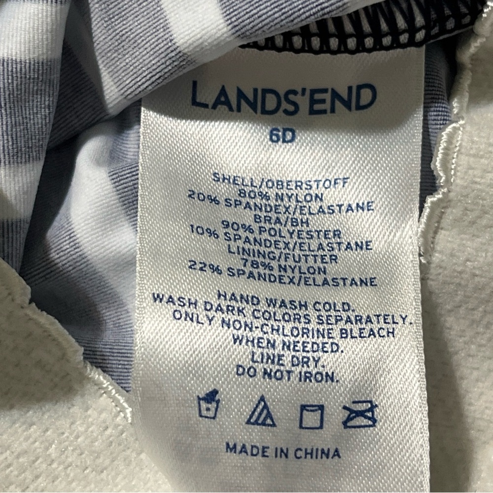 NEW Lands End Tankini Swim Top  Size 6D Blue White Striped UNDERWIRE BRA - Picture 4 of 6